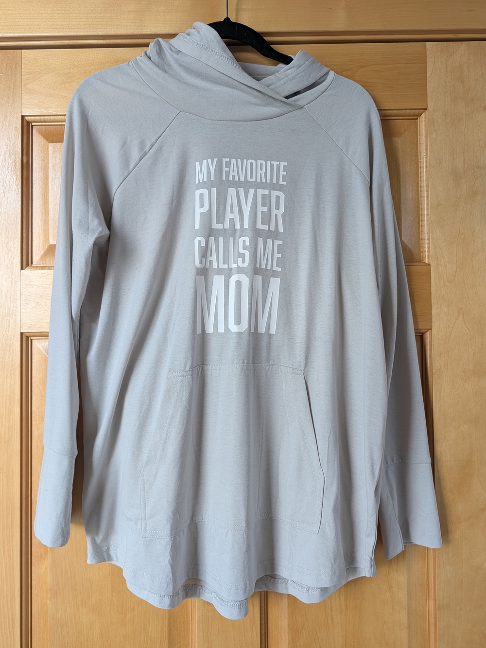 LuLaRoe Light Gray Pullover Hoodie with White Mom Graphic